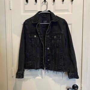 Abercrombie & Fitch Black Fringe Jean Jacket